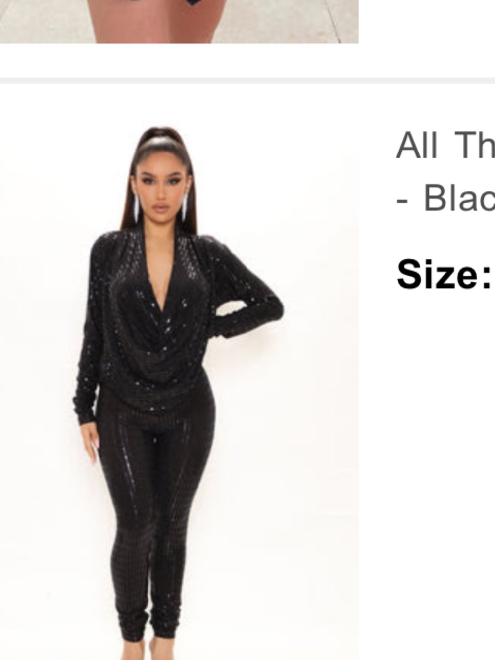 Fashion Nova Black Sequin Knit Jumpsuit Set - Picture 2 of 2